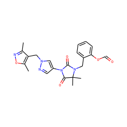 Cc1noc(C)c1Cn1cc(N2C(=O)N(Cc3ccccc3OC=O)C(C)(C)C2=O)cn1 ZINC000116673962