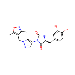 Cc1noc(C)c1Cn1cc(N2C(=O)N[C@@H](Cc3ccc(O)c(O)c3)C2=O)cn1 ZINC000115732329