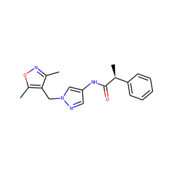 Cc1noc(C)c1Cn1cc(NC(=O)[C@@H](C)c2ccccc2)cn1 ZINC000059083248
