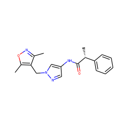 Cc1noc(C)c1Cn1cc(NC(=O)[C@H](C)c2ccccc2)cn1 ZINC000059083250