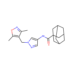 Cc1noc(C)c1Cn1cc(NC(=O)C23CC4CC(CC(C4)C2)C3)cn1 ZINC000116674214