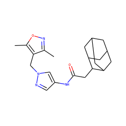 Cc1noc(C)c1Cn1cc(NC(=O)CC2C3CC4CC(C3)CC2C4)cn1 ZINC000116674056