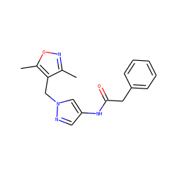 Cc1noc(C)c1Cn1cc(NC(=O)Cc2ccccc2)cn1 ZINC000115731125