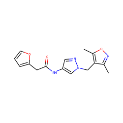 Cc1noc(C)c1Cn1cc(NC(=O)Cc2ccco2)cn1 ZINC000116674501