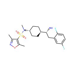 Cc1noc(C)c1S(=O)(=O)N(C)[C@H]1CC[C@H]([C@H](N)Cc2cc(F)ccc2F)CC1 ZINC000261120562
