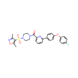 Cc1noc(C)c1S(=O)(=O)N1CCN(C(=O)c2cccc(-c3ccc(Oc4ccc(F)cc4)cc3)n2)CC1 ZINC000113668521