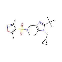 Cc1noc(C)c1S(=O)(=O)N1CCc2c(nc(C(C)(C)C)n2CC2CC2)C1 ZINC000043080725
