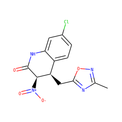 Cc1noc(C[C@@H]2c3ccc(Cl)cc3NC(=O)[C@@H]2[N+](=O)[O-])n1 ZINC000001536661