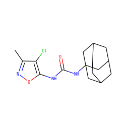 Cc1noc(NC(=O)NC23CC4CC(CC(C4)C2)C3)c1Cl ZINC000096271177