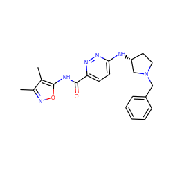 Cc1noc(NC(=O)c2ccc(N[C@@H]3CCN(Cc4ccccc4)C3)nn2)c1C ZINC000207331034
