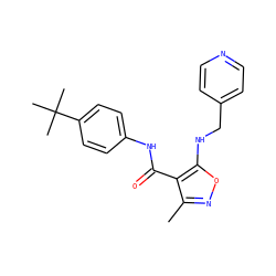 Cc1noc(NCc2ccncc2)c1C(=O)Nc1ccc(C(C)(C)C)cc1 ZINC000028890104