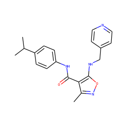 Cc1noc(NCc2ccncc2)c1C(=O)Nc1ccc(C(C)C)cc1 ZINC000028890109
