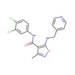 Cc1noc(NCc2ccncc2)c1C(=O)Nc1ccc(Cl)c(Cl)c1 ZINC000028890147