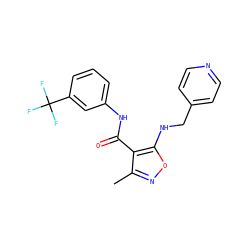 Cc1noc(NCc2ccncc2)c1C(=O)Nc1cccc(C(F)(F)F)c1 ZINC000028890044