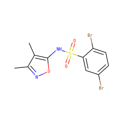 Cc1noc(NS(=O)(=O)c2cc(Br)ccc2Br)c1C ZINC000026474090