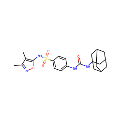 Cc1noc(NS(=O)(=O)c2ccc(NC(=O)NC34CC5CC(CC(C5)C3)C4)cc2)c1C ZINC000096271190