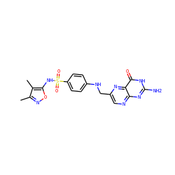 Cc1noc(NS(=O)(=O)c2ccc(NCc3cnc4nc(N)[nH]c(=O)c4n3)cc2)c1C ZINC000584904730