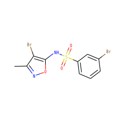Cc1noc(NS(=O)(=O)c2cccc(Br)c2)c1Br ZINC000026474642