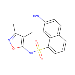 Cc1noc(NS(=O)(=O)c2cccc3ccc(N)cc23)c1C ZINC000013602351