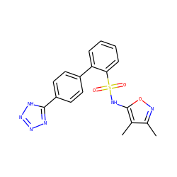 Cc1noc(NS(=O)(=O)c2ccccc2-c2ccc(-c3nnn[nH]3)cc2)c1C ZINC000013437986