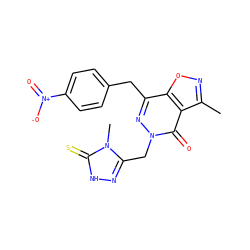 Cc1noc2c(Cc3ccc([N+](=O)[O-])cc3)nn(Cc3n[nH]c(=S)n3C)c(=O)c12 ZINC000084587753