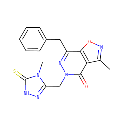 Cc1noc2c(Cc3ccccc3)nn(Cc3n[nH]c(=S)n3C)c(=O)c12 ZINC000084635747