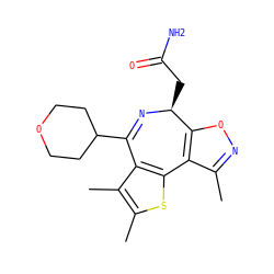 Cc1noc2c1-c1sc(C)c(C)c1C(C1CCOCC1)=N[C@H]2CC(N)=O ZINC000096284469
