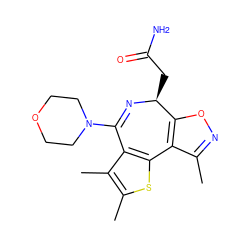Cc1noc2c1-c1sc(C)c(C)c1C(N1CCOCC1)=N[C@H]2CC(N)=O ZINC000096284470