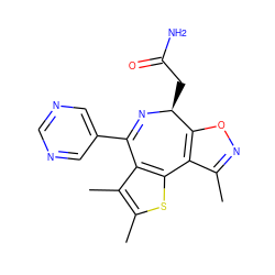 Cc1noc2c1-c1sc(C)c(C)c1C(c1cncnc1)=N[C@H]2CC(N)=O ZINC000096284473