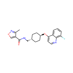 Cc1nocc1C(=O)NC[C@H]1CC[C@H](Oc2ccnc3c(F)cccc23)CC1 ZINC001772641610