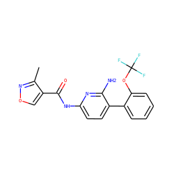 Cc1nocc1C(=O)Nc1ccc(-c2ccccc2OC(F)(F)F)c(N)n1 ZINC000043201100