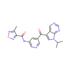 Cc1nonc1C(=O)Nc1cncc(C(=O)c2cn(C(C)C)c3ncncc23)c1 ZINC000169707921