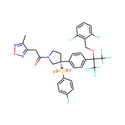 Cc1nonc1CC(=O)N1CC[C@](c2ccc(C(OCc3c(F)cccc3F)(C(F)(F)F)C(F)(F)F)cc2)(S(=O)(=O)c2ccc(F)cc2)C1 ZINC001772632431