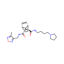 Cc1nonc1CNC(=O)[C@@H]1[C@@H]2C=C[C@H]([C@H]1C(=O)NCCCCN1CCCC1)C21CC1 ZINC000168435470