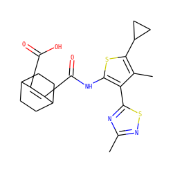 Cc1nsc(-c2c(NC(=O)C3=C(C(=O)O)C4CCC3CC4)sc(C3CC3)c2C)n1 ZINC000147068092