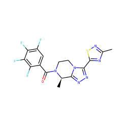 Cc1nsc(-c2nnc3n2CCN(C(=O)c2cc(F)c(F)c(F)c2F)[C@@H]3C)n1 ZINC000218835430