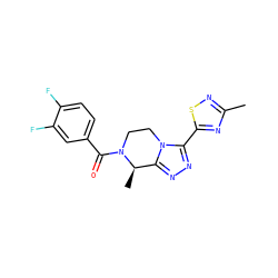 Cc1nsc(-c2nnc3n2CCN(C(=O)c2ccc(F)c(F)c2)[C@@H]3C)n1 ZINC000218835328