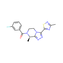 Cc1nsc(-c2nnc3n2CCN(C(=O)c2cccc(F)c2)[C@@H]3C)n1 ZINC000218861835