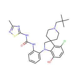 Cc1nsc(NC(=O)Nc2ccccc2N2CC3(CCN(CC(C)(C)C)CC3)c3c(Cl)ccc(O)c32)n1 ZINC001772630002