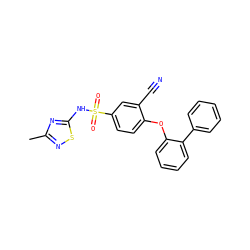 Cc1nsc(NS(=O)(=O)c2ccc(Oc3ccccc3-c3ccccc3)c(C#N)c2)n1 ZINC000095584904