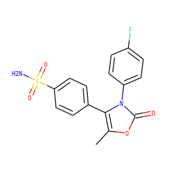 Cc1oc(=O)n(-c2ccc(F)cc2)c1-c1ccc(S(N)(=O)=O)cc1 ZINC000013803971