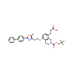 Cc1oc(-c2ccc(-c3ccccc3)cc2)nc1CCOc1ccc(CCC(=O)O)c2c1CCN(C(=O)OCC(C)(C)C)C2 ZINC000034717758