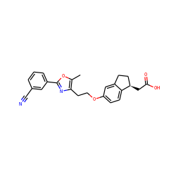 Cc1oc(-c2cccc(C#N)c2)nc1CCOc1ccc2c(c1)CC[C@H]2CC(=O)O ZINC000028951960