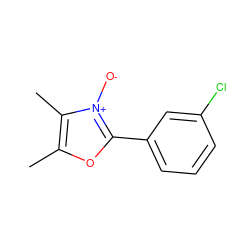 Cc1oc(-c2cccc(Cl)c2)[n+]([O-])c1C ZINC000003913599