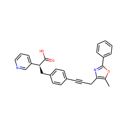 Cc1oc(-c2ccccc2)nc1CC#Cc1ccc(C[C@H](C(=O)O)c2cccnc2)cc1 ZINC000040916201