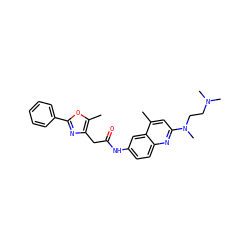 Cc1oc(-c2ccccc2)nc1CC(=O)Nc1ccc2nc(N(C)CCN(C)C)cc(C)c2c1 ZINC000028570894