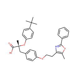 Cc1oc(-c2ccccc2)nc1CCOc1ccc(C[C@@](C)(Oc2ccc(C(C)(C)C)cc2)C(=O)O)cc1 ZINC000028455665