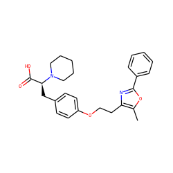 Cc1oc(-c2ccccc2)nc1CCOc1ccc(C[C@@H](C(=O)O)N2CCCCC2)cc1 ZINC000026838479