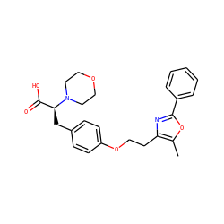Cc1oc(-c2ccccc2)nc1CCOc1ccc(C[C@@H](C(=O)O)N2CCOCC2)cc1 ZINC000026838000