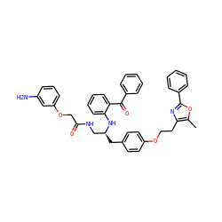 Cc1oc(-c2ccccc2)nc1CCOc1ccc(C[C@@H](CNC(=O)COc2cccc(N)c2)Nc2ccccc2C(=O)c2ccccc2)cc1 ZINC000028704579